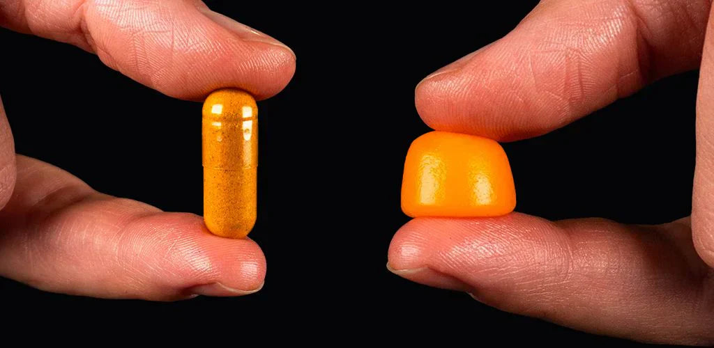 Gélule de curcuma et gummy au curcuma pour comparer le curcuma en poudre et le curcuma en gummies