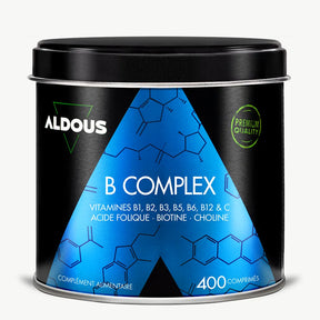 Boîte de Complexe Vitamines B et C Aldous en vue frontale