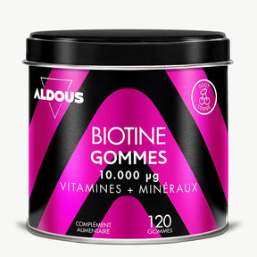 Boîte de Biotine en gummies Aldous en vue frontale