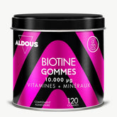 Boîte de Biotine en gummies Aldous en vue frontale