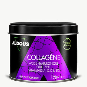 Boîte de Collagène acide hyaluronique Q10 Aldous en vue frontale