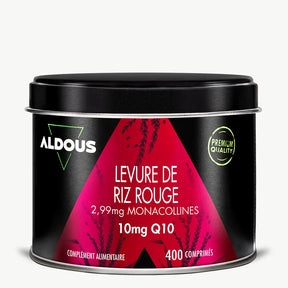 Boîte de Levure de riz rouge Q10 Aldous en vue frontale