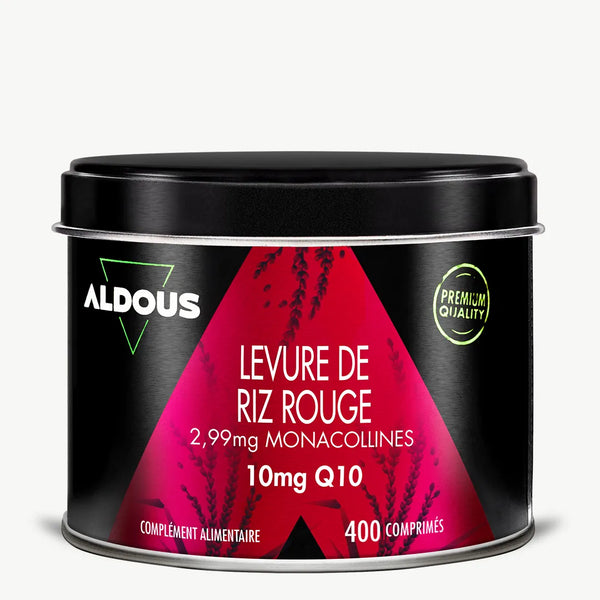Boîte de Levure de riz rouge Q10 Aldous en vue frontale