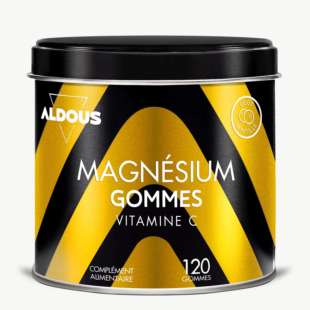 Boîte de Magnésium en gummies Aldous en vue frontale