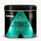 Boîte de Spiruline et chlorella bio Aldous en vue frontale