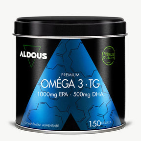 Boîte de Oméga 3 Premium Aldous en vue frontale