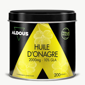 Boîte de Huile d'onagre Aldous en vue frontale
