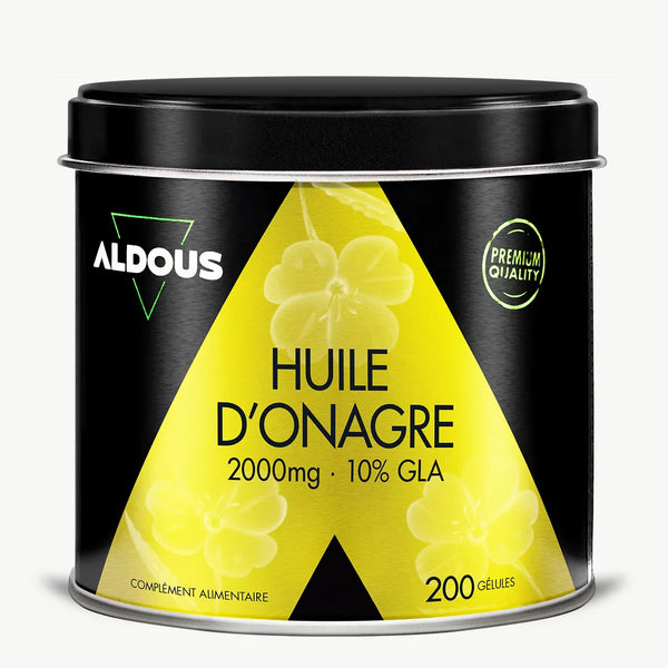 Boîte de Huile d'onagre Aldous en vue frontale