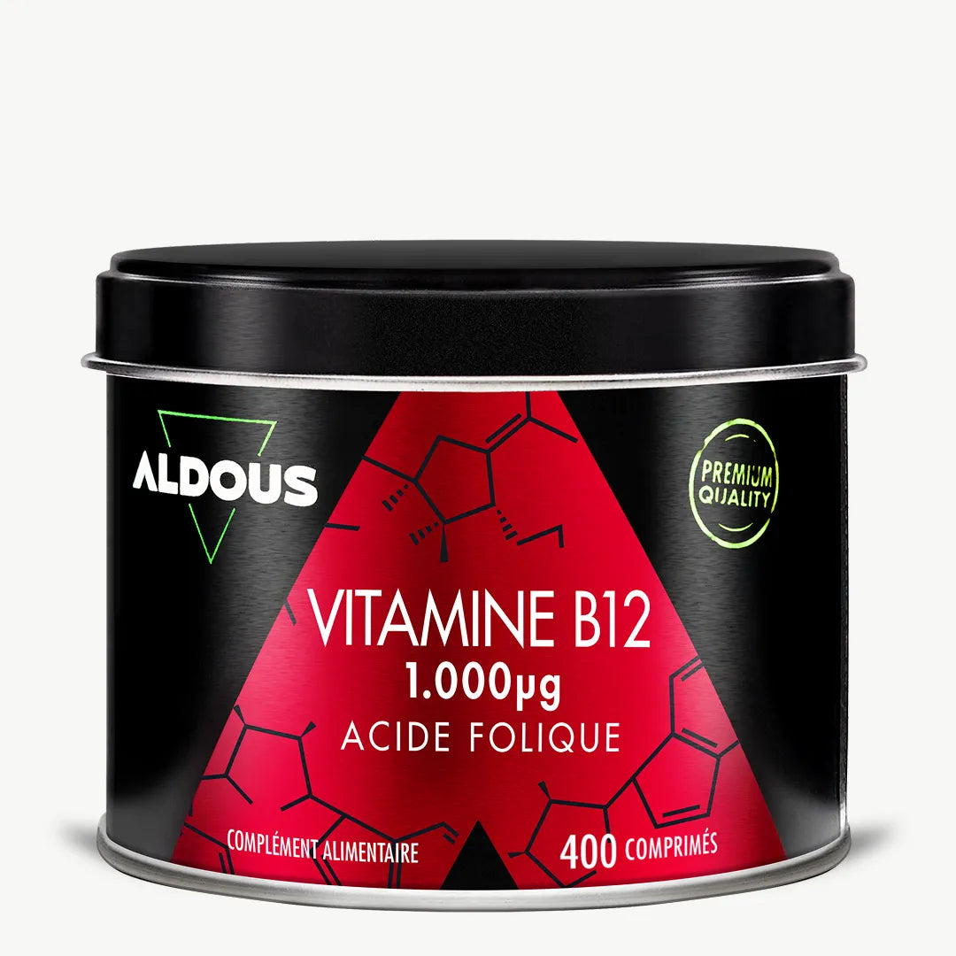 Boîte de Vitamine B12 avec acide folique Aldous en vue frontale