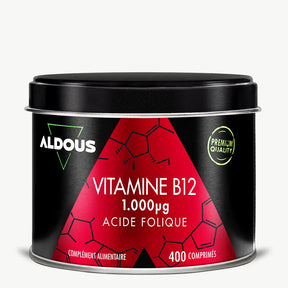 Boîte de Vitamine B12 avec acide folique Aldous en vue frontale