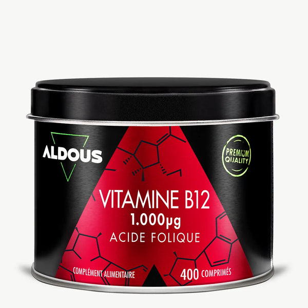 Boîte de Vitamine B12 avec acide folique Aldous en vue frontale