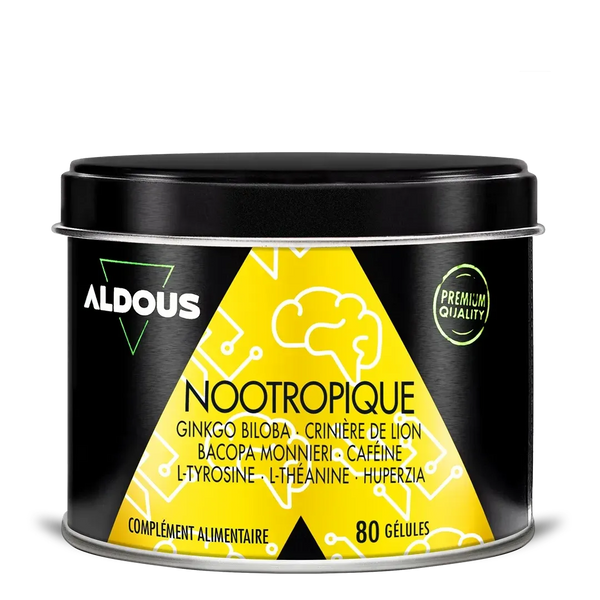 Nootropique avec Ginkgo Biloba, Crinière de Lion, Caféine, Bacopa, Tyrosine, ...