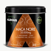 Boîte de Maca noire avec L-Arginine Aldous en vue frontale