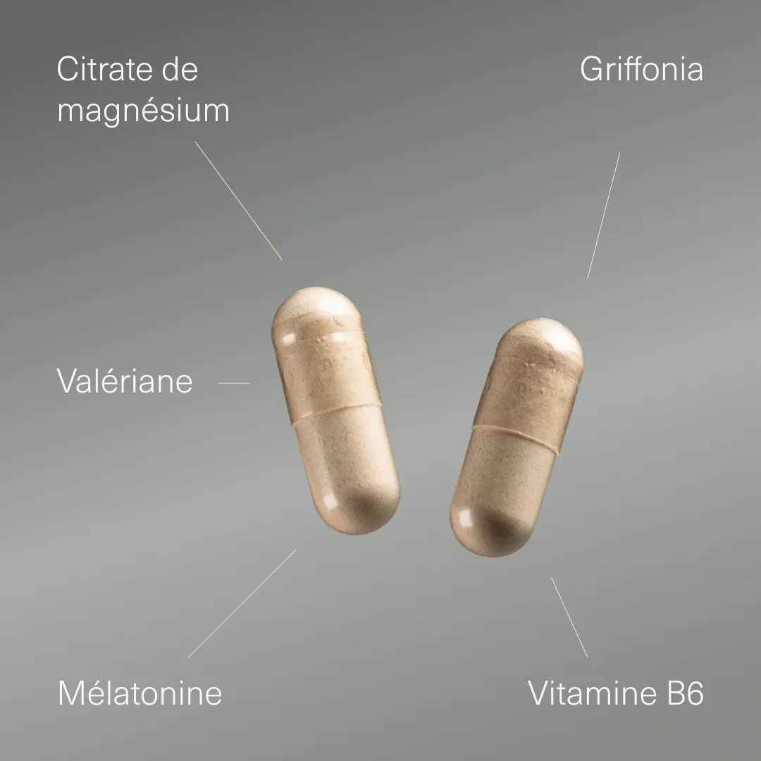 Actifs et formule de Mélatonine magnésium valériane Aldous