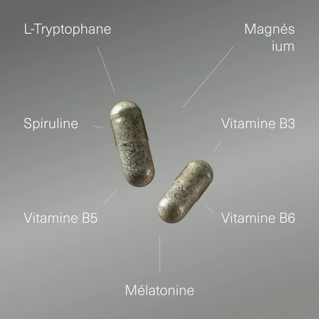 Actifs et formule de Tryptophane mélatonine magnésium Aldous