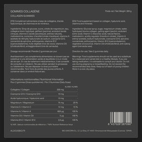 Étiquette arrière de Collagène hydrolysé en gummies Aldous avec informations du complément