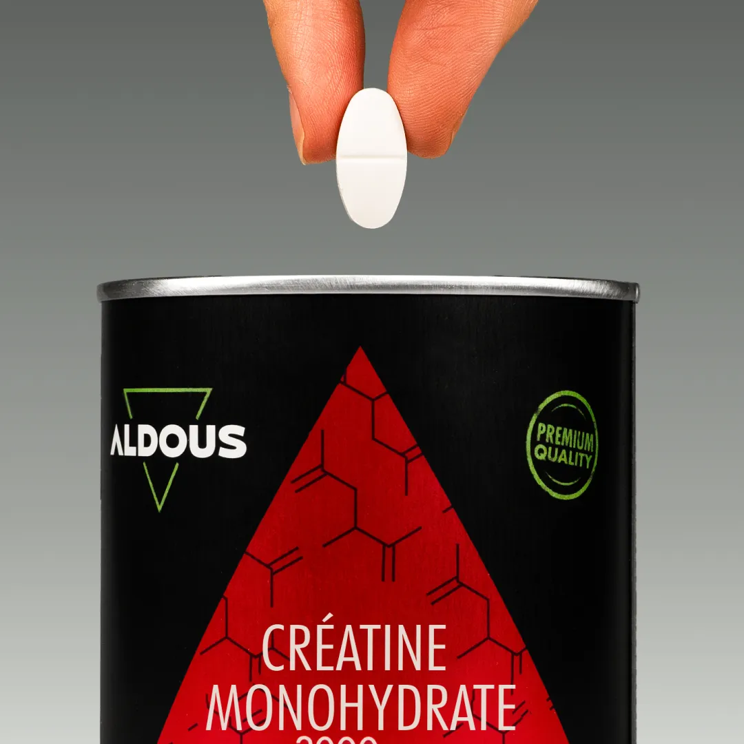 Prise de Créatine monohydrate Aldous avec dose du complément