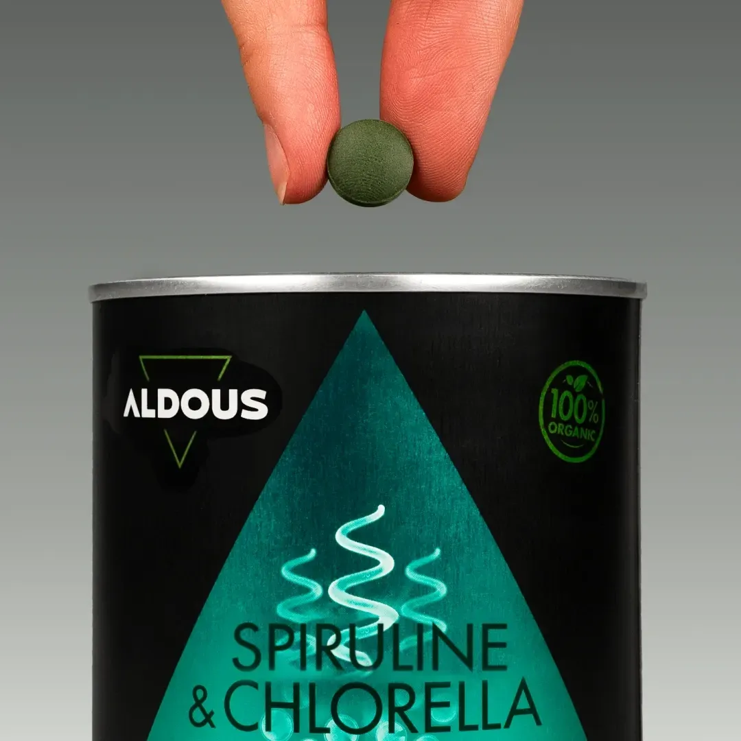 Prise de Spiruline et chlorella bio Aldous avec dose du complément