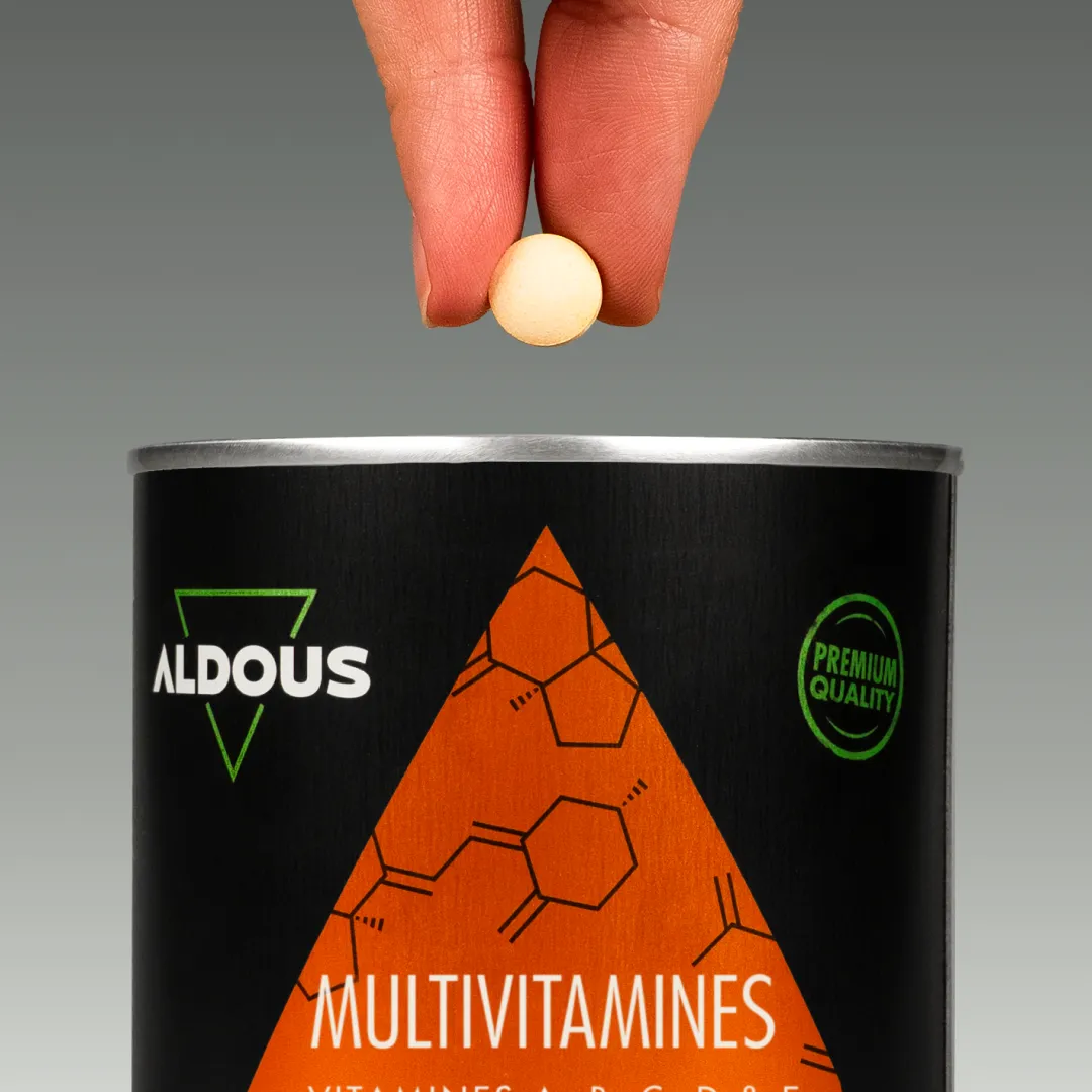 Prise de Multivitamines Aldous avec dose du complément