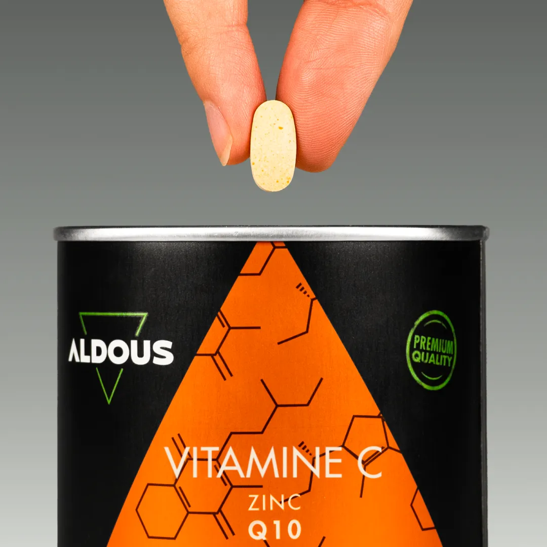 Prise de Vitamine C avec zinc et Q10 Aldous avec dose du complément