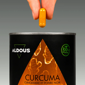 Prise de Curcuma gingembre poivre noir Aldous avec dose du complément