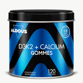 Boîte de D3K2 + Calcium en gummies Aldous en vue frontale