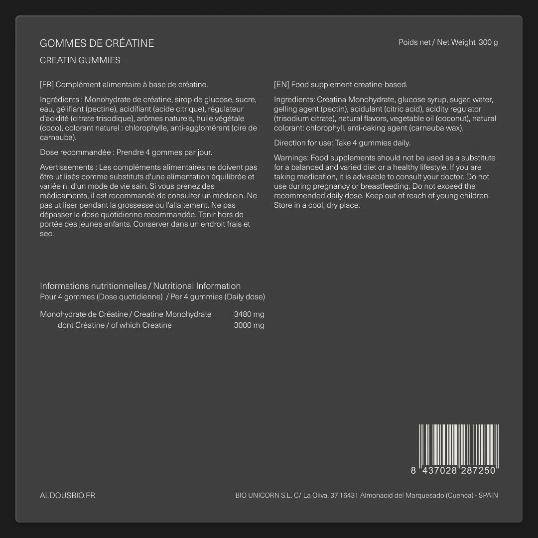Créatine Monohydrate en gummies