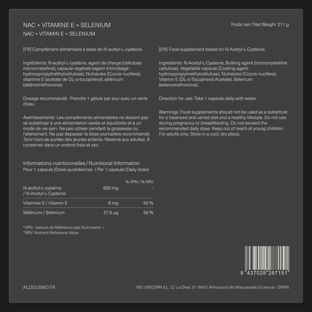 NAC avec Sélénium et Vitamine E