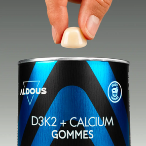 Prise de D3K2 + Calcium en gummies Aldous avec dose du complément
